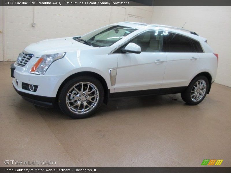 Platinum Ice Tricoat / Shale/Brownstone 2014 Cadillac SRX Premium AWD