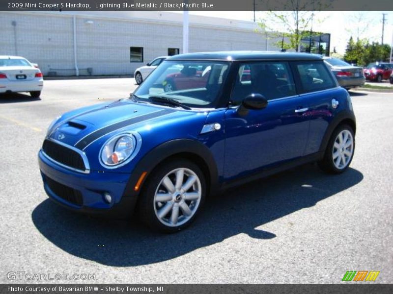 Lightning Blue Metallic / Black/Pacific Blue 2009 Mini Cooper S Hardtop