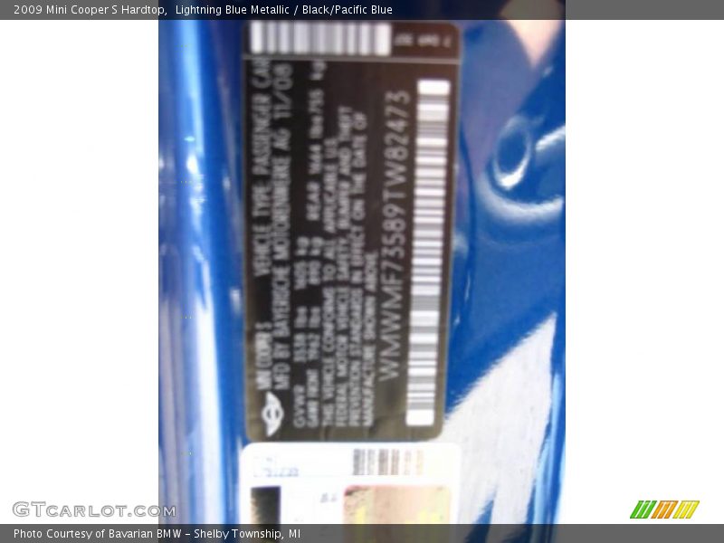 Lightning Blue Metallic / Black/Pacific Blue 2009 Mini Cooper S Hardtop