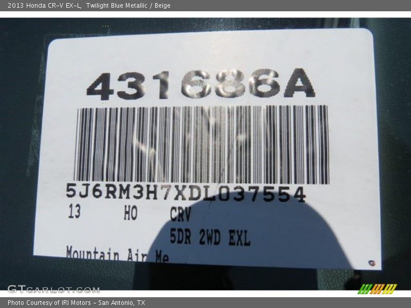 Twilight Blue Metallic / Beige 2013 Honda CR-V EX-L