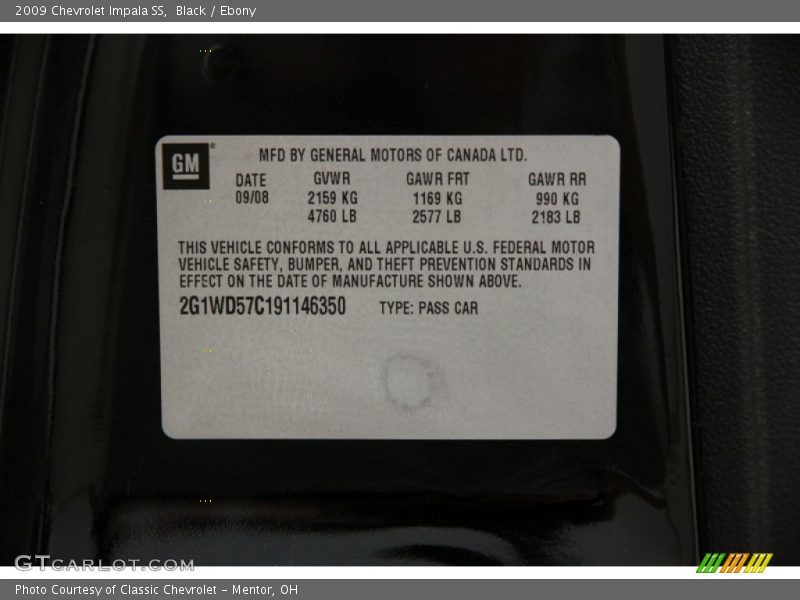 Black / Ebony 2009 Chevrolet Impala SS