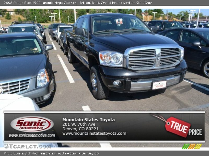 Brilliant Black Crystal Pearl / Medium Slate Gray 2008 Dodge Ram 1500 Laramie Mega Cab 4x4