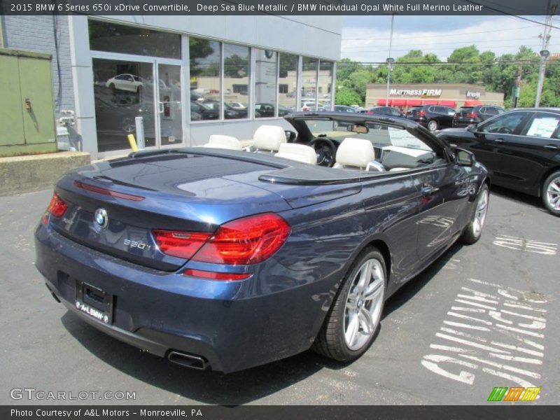 Deep Sea Blue Metallic / BMW Individual Opal White Full Merino Leather 2015 BMW 6 Series 650i xDrive Convertible