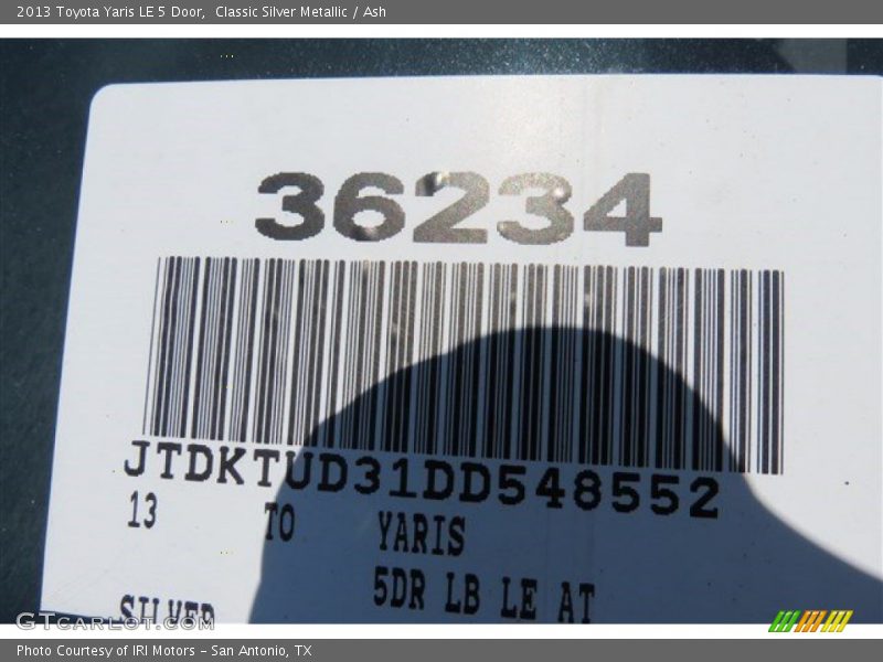 Classic Silver Metallic / Ash 2013 Toyota Yaris LE 5 Door