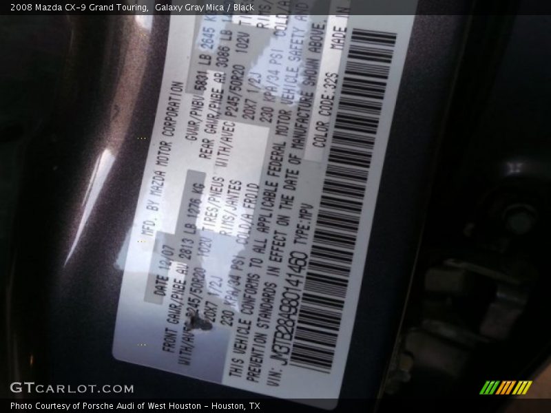 Galaxy Gray Mica / Black 2008 Mazda CX-9 Grand Touring