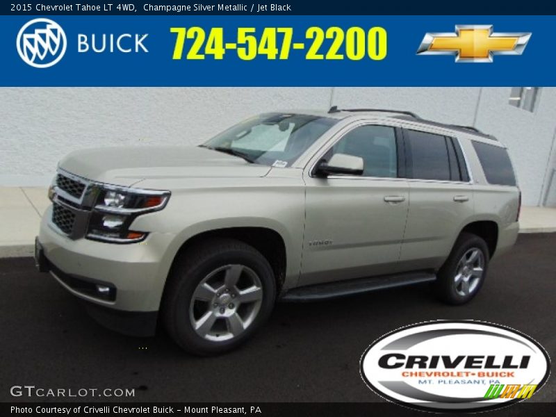 Champagne Silver Metallic / Jet Black 2015 Chevrolet Tahoe LT 4WD