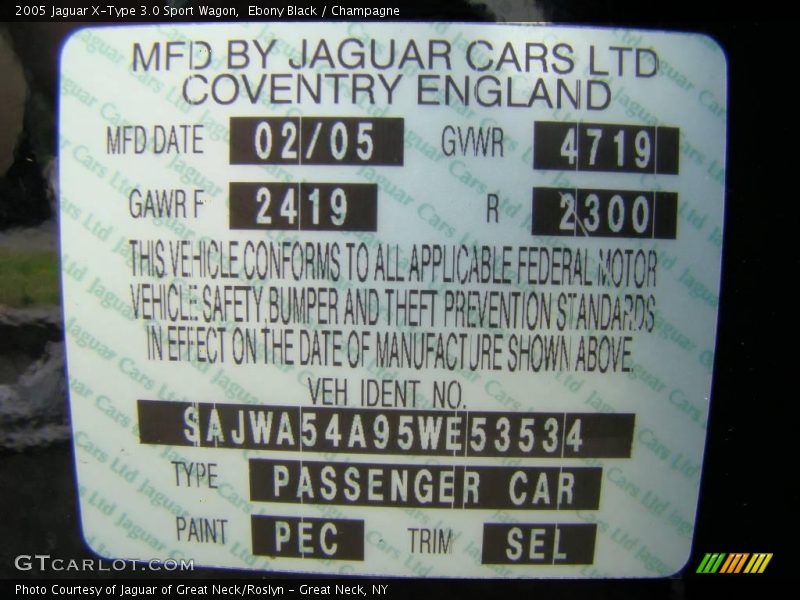 Ebony Black / Champagne 2005 Jaguar X-Type 3.0 Sport Wagon