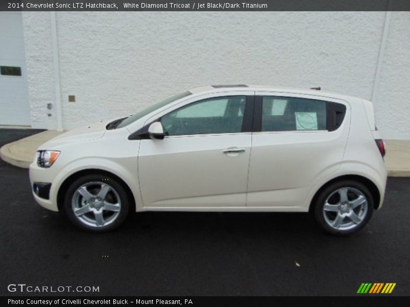 White Diamond Tricoat / Jet Black/Dark Titanium 2014 Chevrolet Sonic LTZ Hatchback