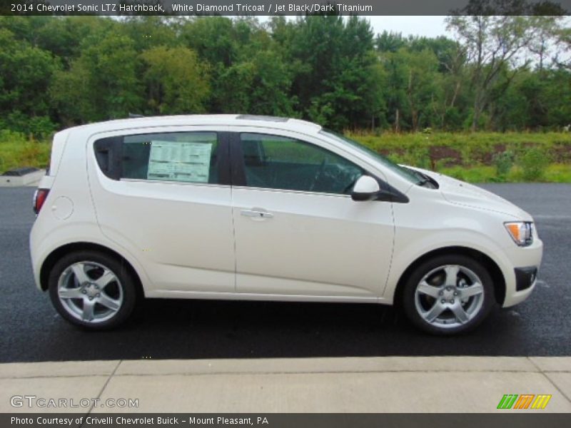 White Diamond Tricoat / Jet Black/Dark Titanium 2014 Chevrolet Sonic LTZ Hatchback
