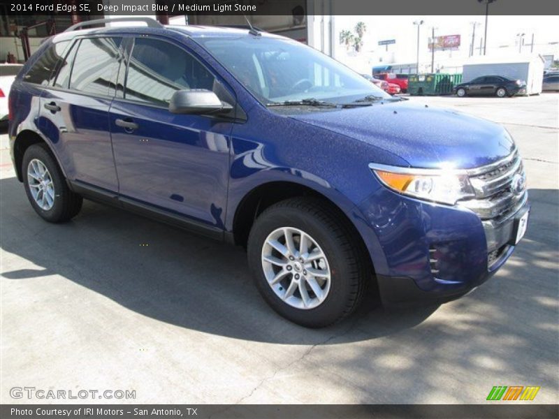 Deep Impact Blue / Medium Light Stone 2014 Ford Edge SE
