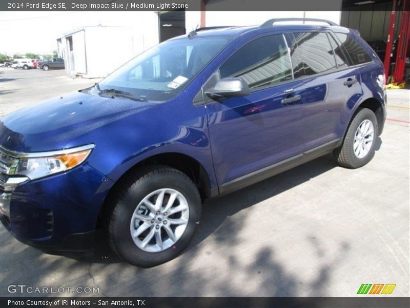 Deep Impact Blue / Medium Light Stone 2014 Ford Edge SE