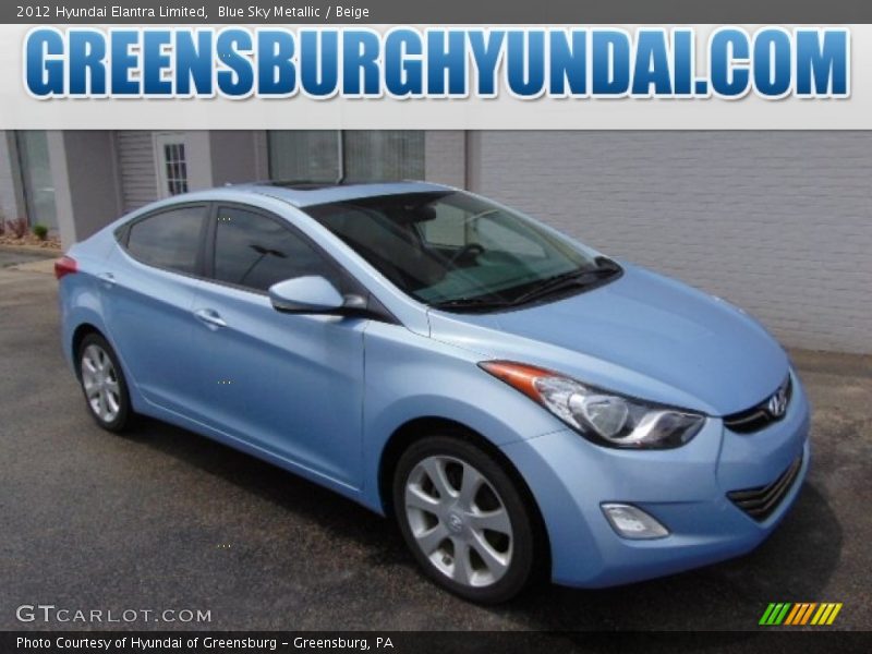Blue Sky Metallic / Beige 2012 Hyundai Elantra Limited