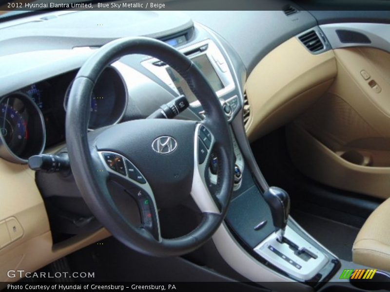 Blue Sky Metallic / Beige 2012 Hyundai Elantra Limited