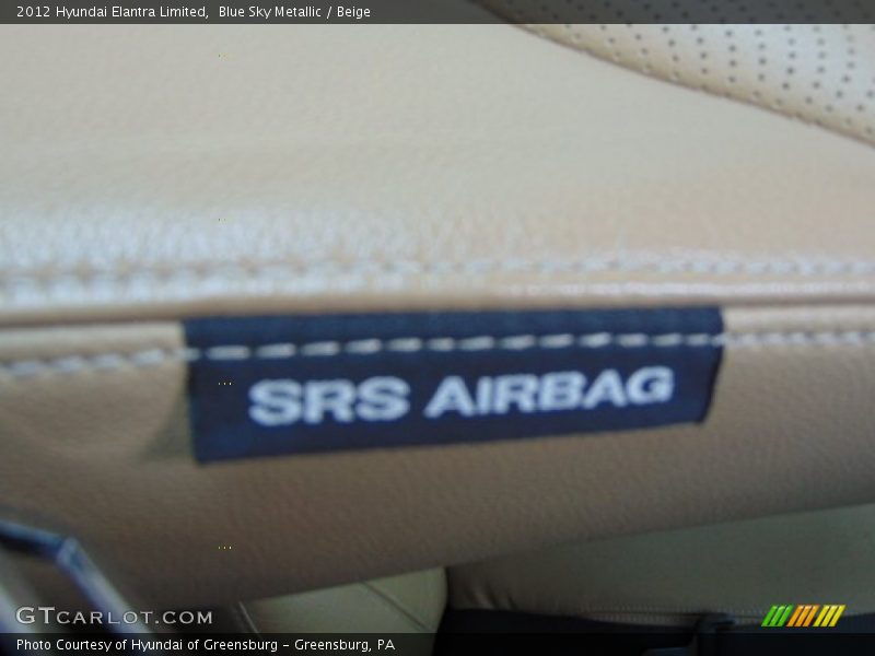 Blue Sky Metallic / Beige 2012 Hyundai Elantra Limited