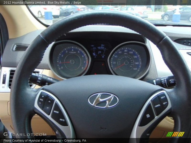 Blue Sky Metallic / Beige 2012 Hyundai Elantra Limited