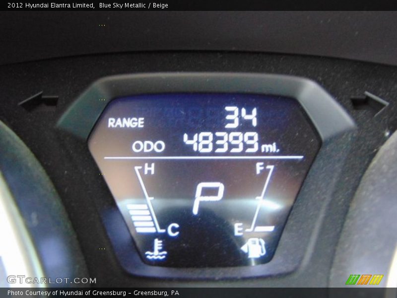 Blue Sky Metallic / Beige 2012 Hyundai Elantra Limited
