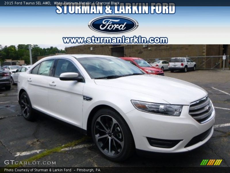 White Platinum Metallic / Charcoal Black 2015 Ford Taurus SEL AWD