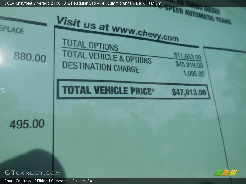 Summit White / Dark Titanium 2014 Chevrolet Silverado 2500HD WT Regular Cab 4x4
