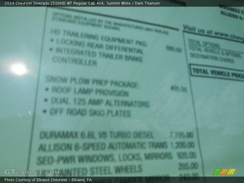 Summit White / Dark Titanium 2014 Chevrolet Silverado 2500HD WT Regular Cab 4x4