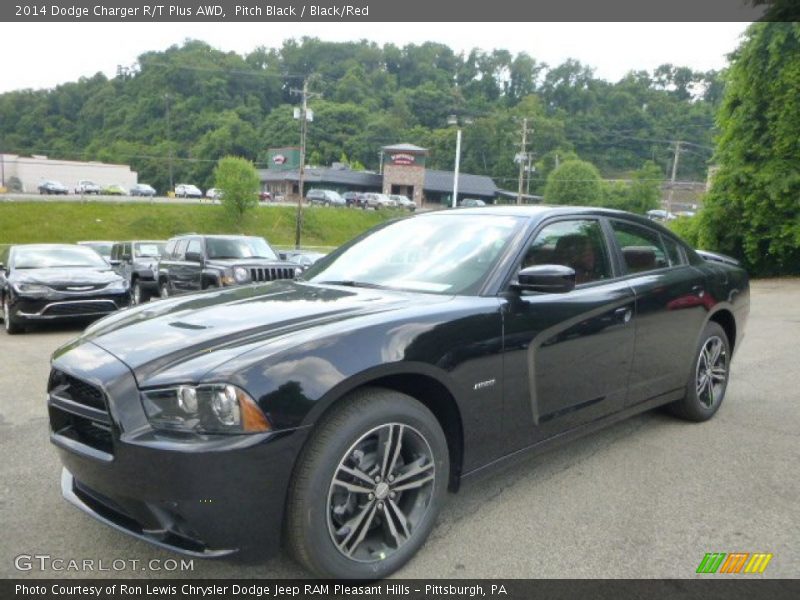 Pitch Black / Black/Red 2014 Dodge Charger R/T Plus AWD
