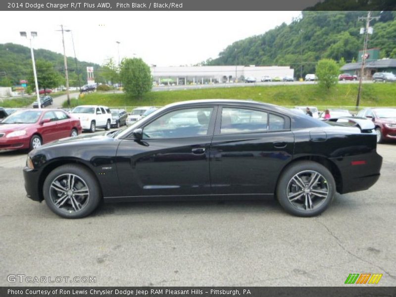 Pitch Black / Black/Red 2014 Dodge Charger R/T Plus AWD