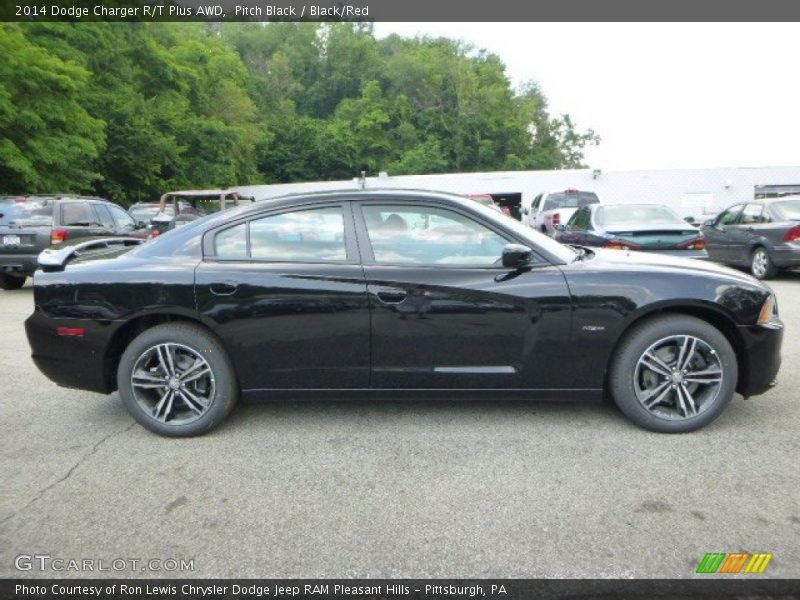 Pitch Black / Black/Red 2014 Dodge Charger R/T Plus AWD