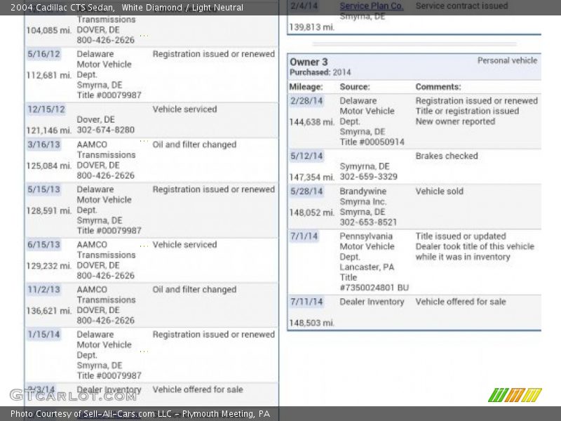 White Diamond / Light Neutral 2004 Cadillac CTS Sedan