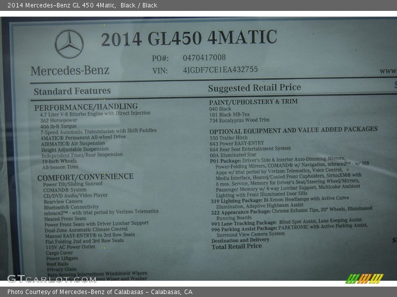 Black / Black 2014 Mercedes-Benz GL 450 4Matic