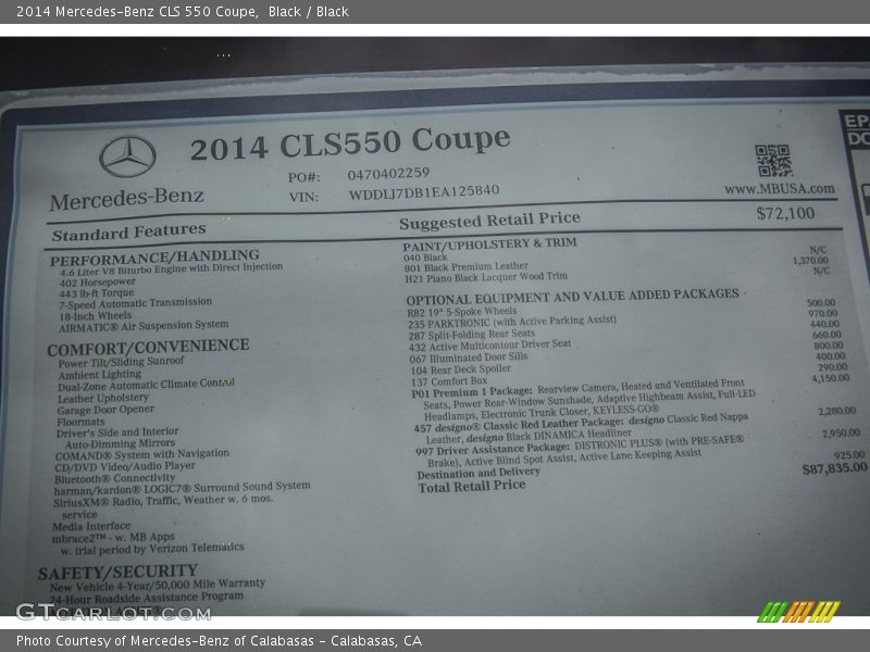 Black / Black 2014 Mercedes-Benz CLS 550 Coupe