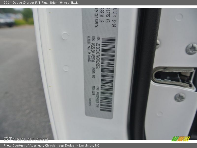 Bright White / Black 2014 Dodge Charger R/T Plus
