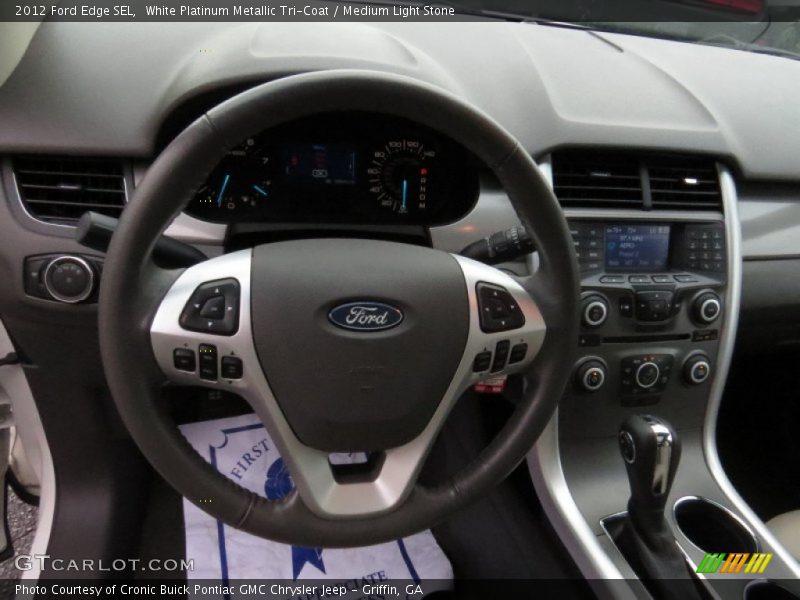 White Platinum Metallic Tri-Coat / Medium Light Stone 2012 Ford Edge SEL