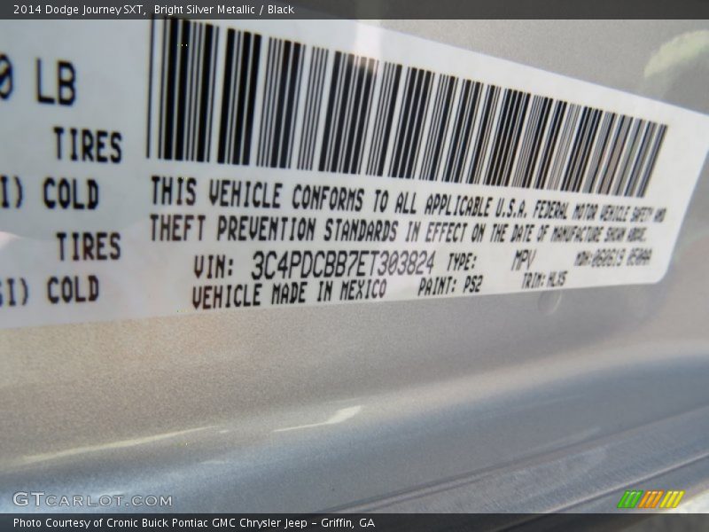 Bright Silver Metallic / Black 2014 Dodge Journey SXT