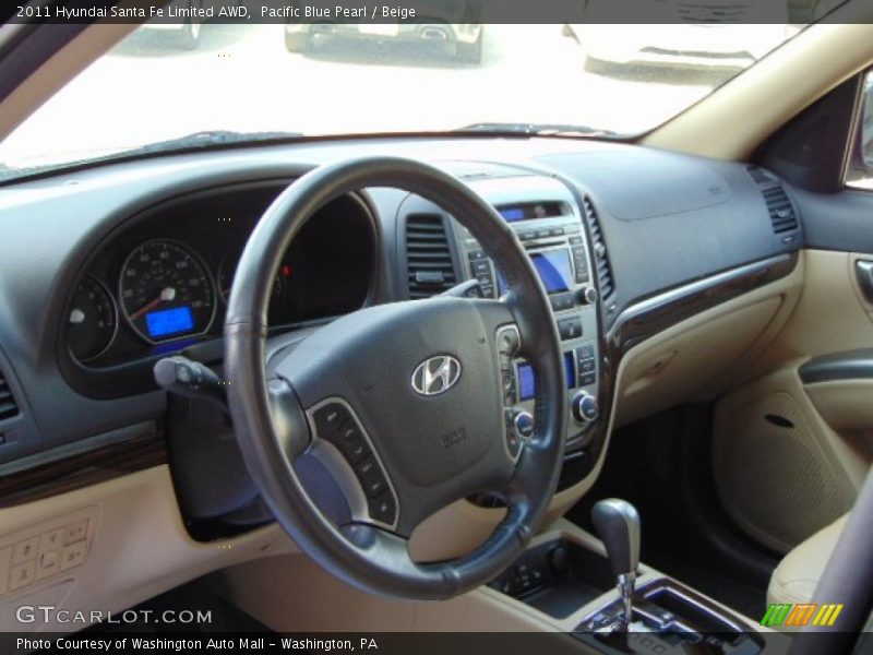 Pacific Blue Pearl / Beige 2011 Hyundai Santa Fe Limited AWD