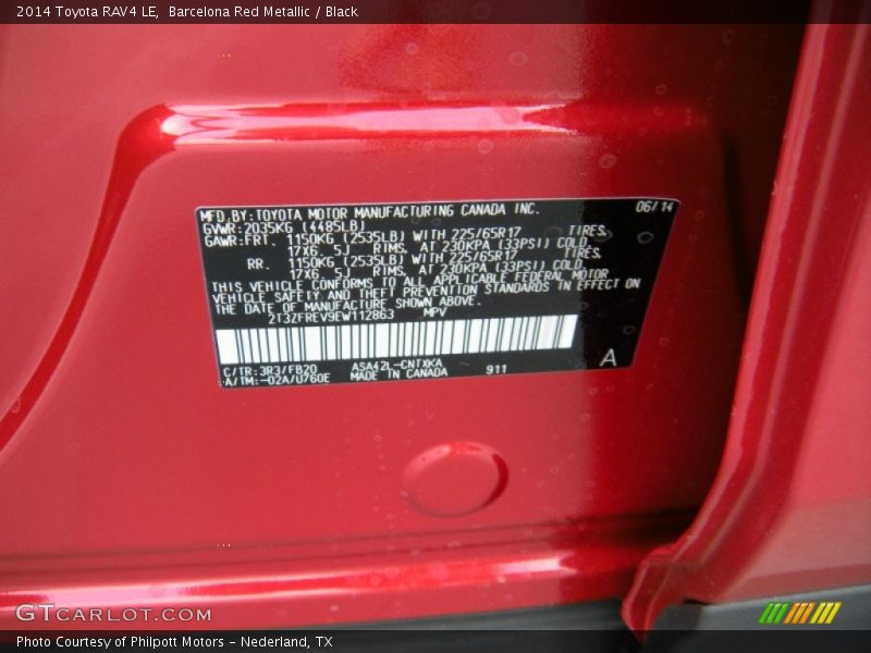 Barcelona Red Metallic / Black 2014 Toyota RAV4 LE