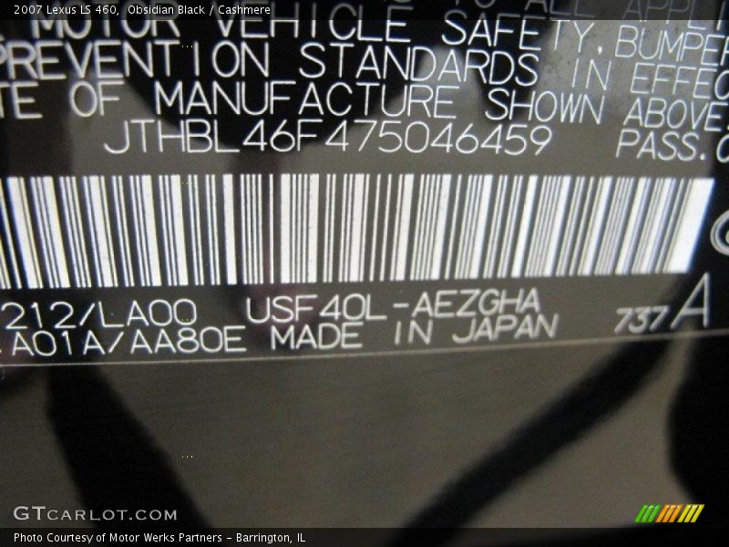 Obsidian Black / Cashmere 2007 Lexus LS 460