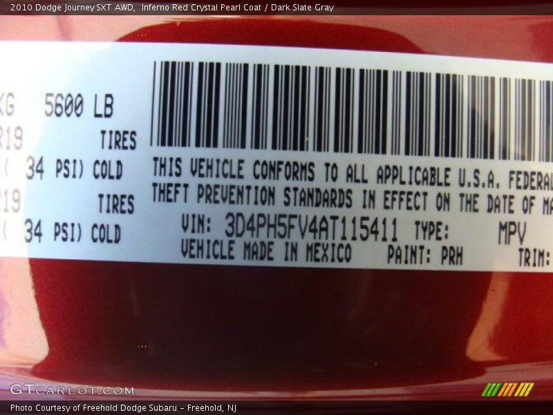 Inferno Red Crystal Pearl Coat / Dark Slate Gray 2010 Dodge Journey SXT AWD