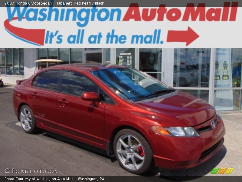 Habanero Red Pearl / Black 2007 Honda Civic Si Sedan