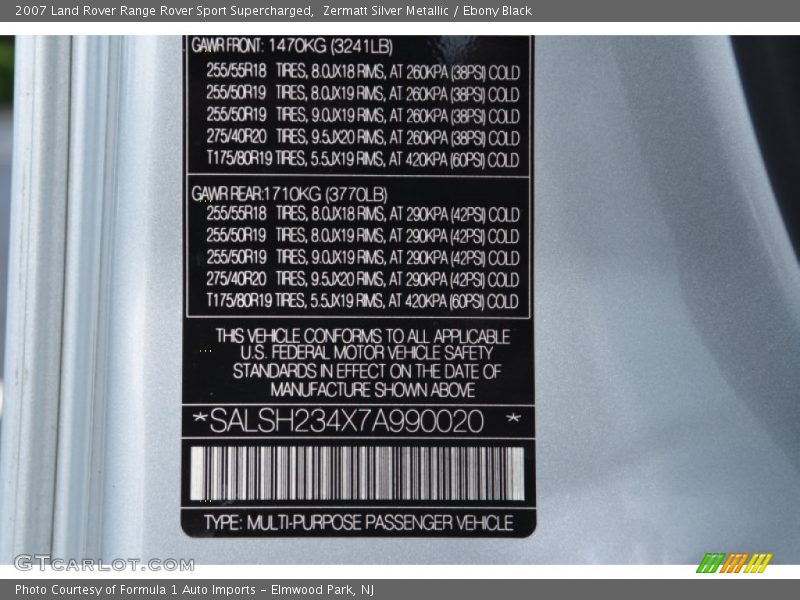 Zermatt Silver Metallic / Ebony Black 2007 Land Rover Range Rover Sport Supercharged