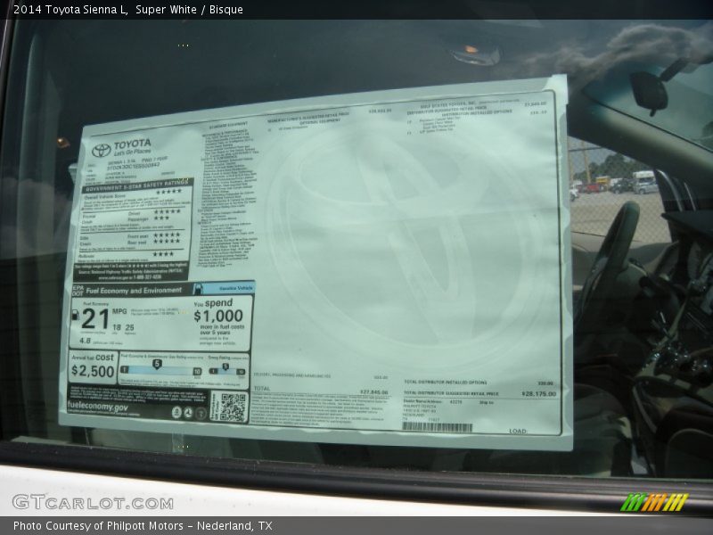Super White / Bisque 2014 Toyota Sienna L