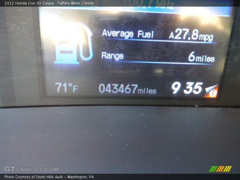 Taffeta White / Stone 2012 Honda Civic EX Coupe