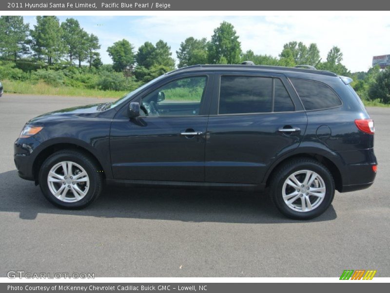 Pacific Blue Pearl / Beige 2011 Hyundai Santa Fe Limited
