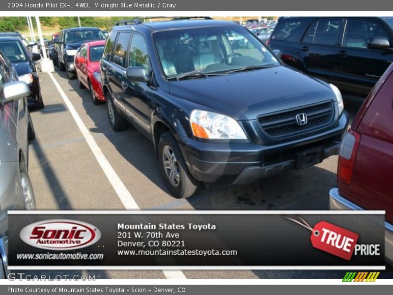 Midnight Blue Metallic / Gray 2004 Honda Pilot EX-L 4WD