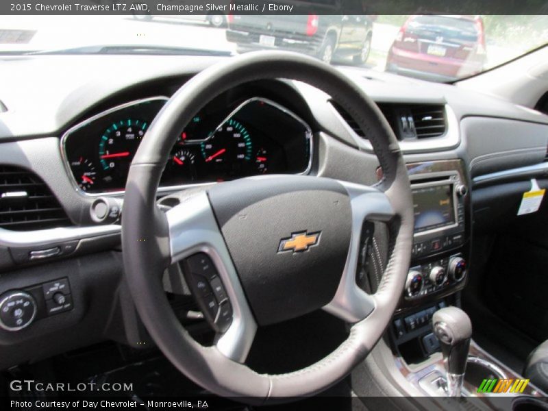 Champagne Silver Metallic / Ebony 2015 Chevrolet Traverse LTZ AWD