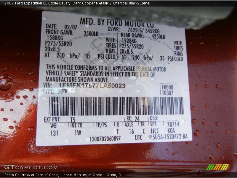 2007 Expedition EL Eddie Bauer Dark Copper Metallic Color Code T5