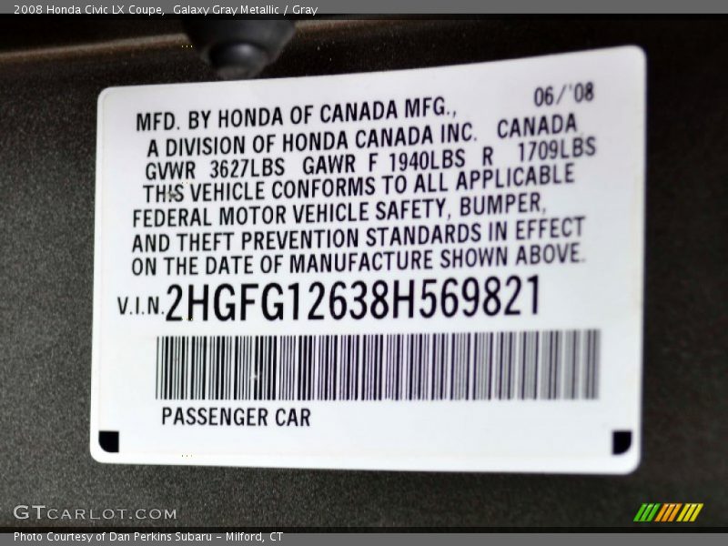 Galaxy Gray Metallic / Gray 2008 Honda Civic LX Coupe