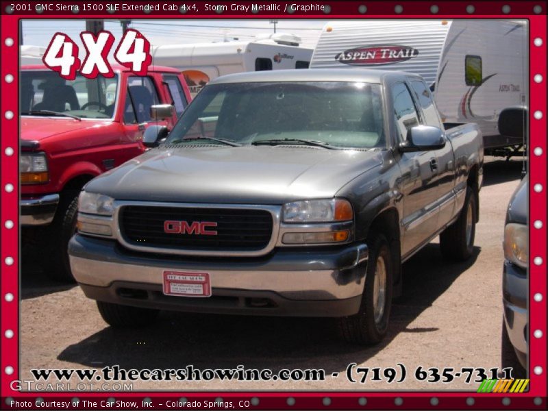 Storm Gray Metallic / Graphite 2001 GMC Sierra 1500 SLE Extended Cab 4x4