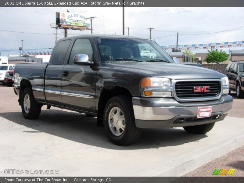 Storm Gray Metallic / Graphite 2001 GMC Sierra 1500 SLE Extended Cab 4x4
