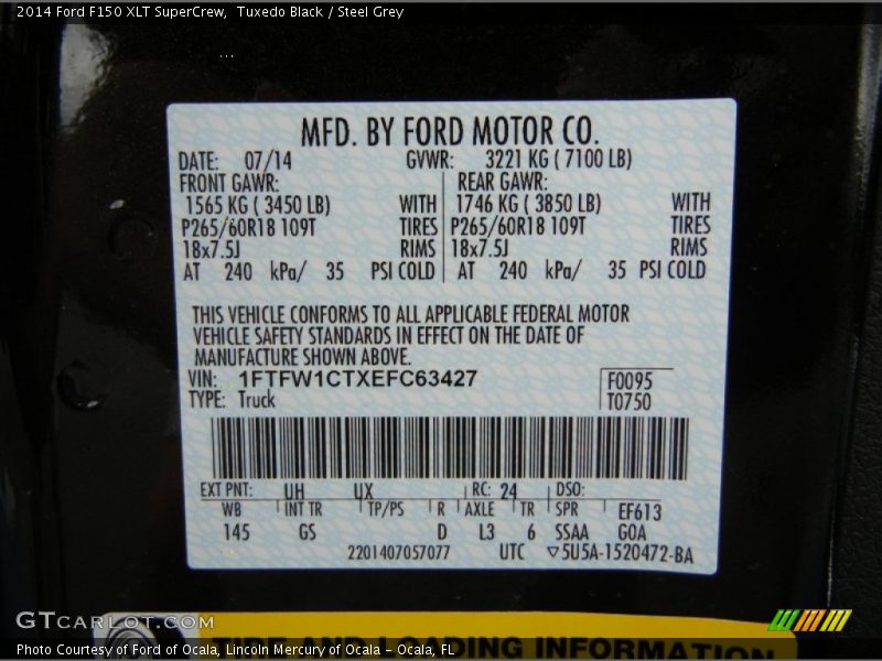 Tuxedo Black / Steel Grey 2014 Ford F150 XLT SuperCrew