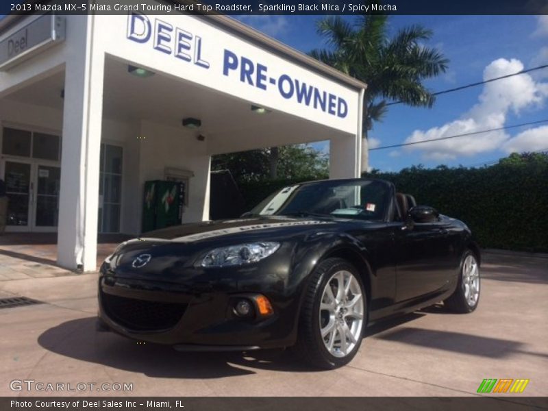 Sparkling Black Mica / Spicy Mocha 2013 Mazda MX-5 Miata Grand Touring Hard Top Roadster
