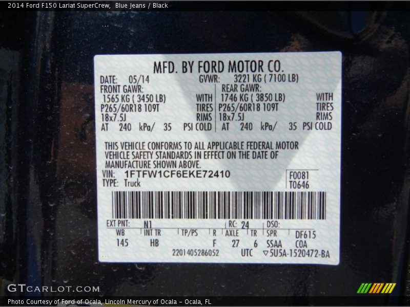 Blue Jeans / Black 2014 Ford F150 Lariat SuperCrew